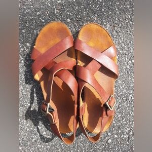 Chaco Wayfarer Brown Leather Sandals with Buckle